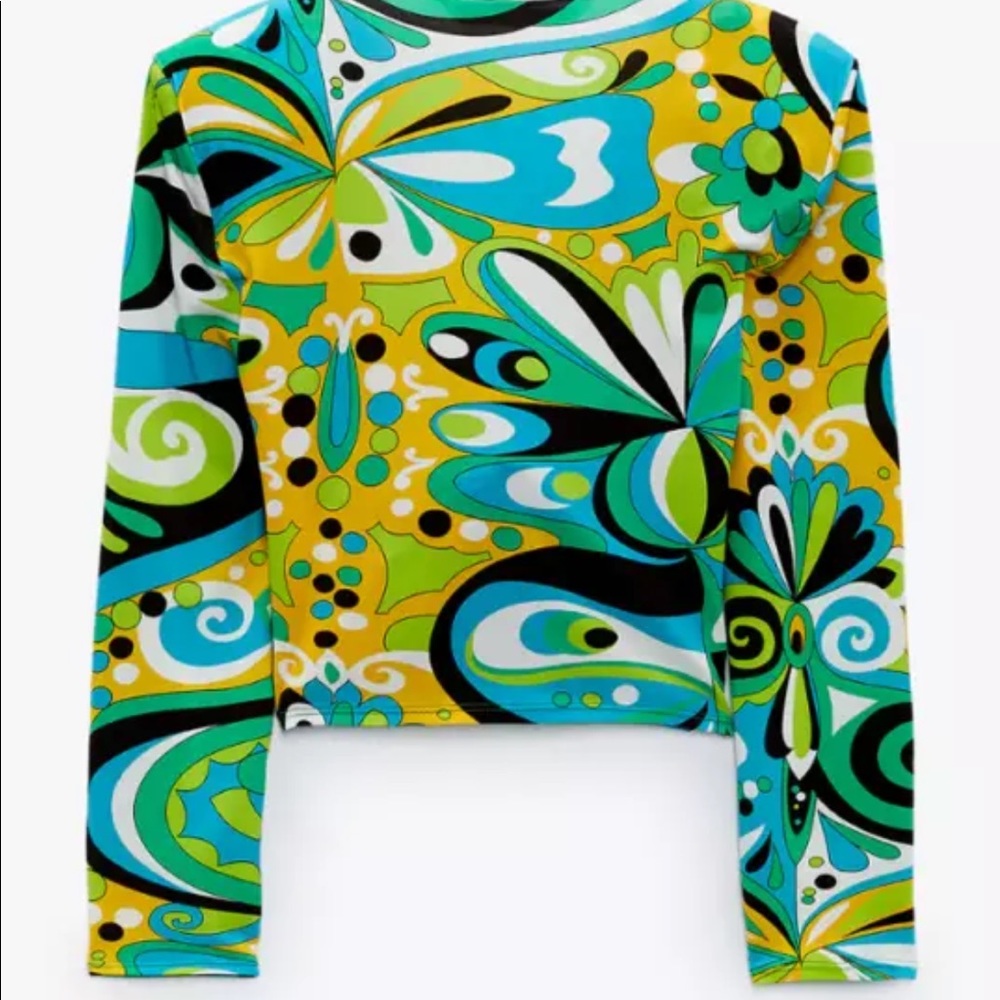 - Zara crop top green Nwt long sleeve small - Picture 5 of 5